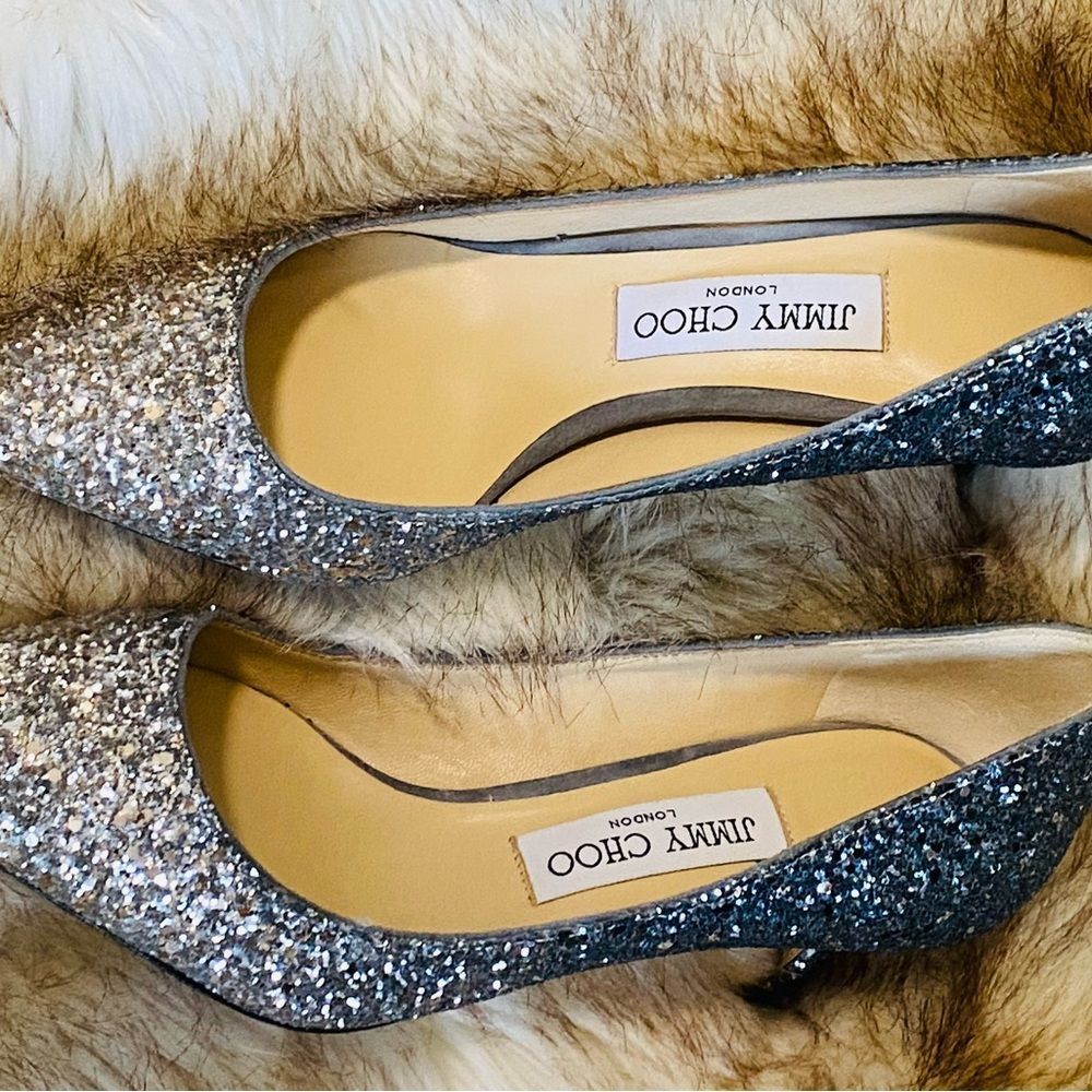 Jimmy Choo Authentic Romy 60 Gradient Ombré Silver and Blue Heels Size 38 - Picture 13 of 17